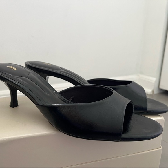 ZARA Elegant Black Heeled Mules - Picture 1 of 9